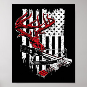 American Flag Archery Bow Jagd Hirschschädel Cros Poster