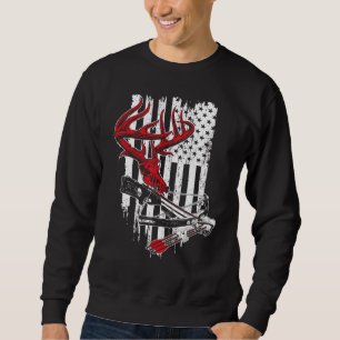 American Flag Archery Bow Jagd Hirschschädel Cros Sweatshirt