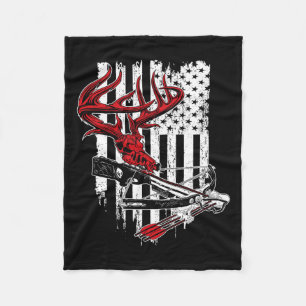 American Flag Archery Bow Junting - Deer Skull Cro Fleecedecke