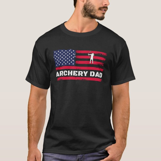 American Flag Archery Dad Father's Day T-Shirt (Vorderseite)