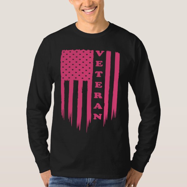 American Flag Armed Forces Veteran Patriot Grunge  T-Shirt (Vorderseite)