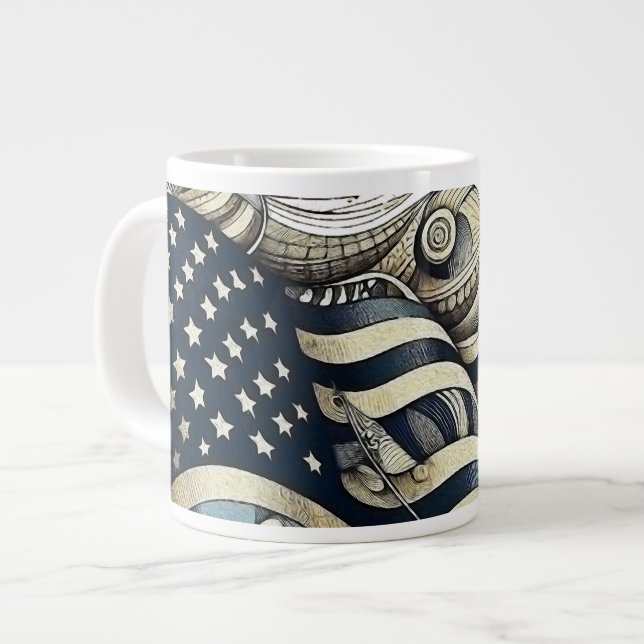 American Flag Art Jumbo-Tasse (Vorderseite Links)