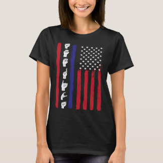 American Flag ASL American Sign Language America U T-Shirt