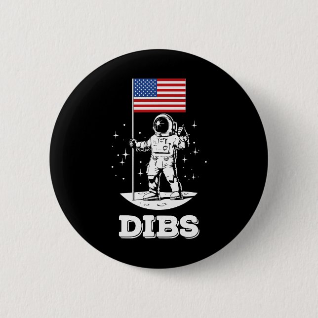 American Flag Astronaut Space 4. Juli Amerikanisch Button (Vorderseite)