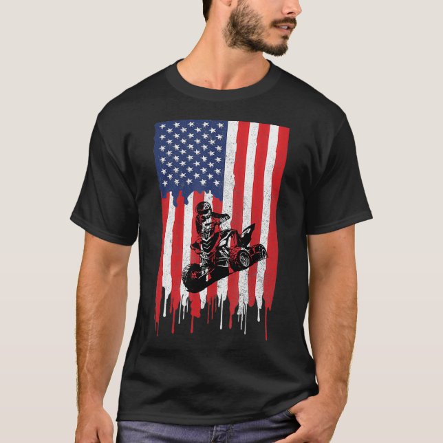 American Flag ATV Four Wheeler Quad Bike Brake T-Shirt (Vorderseite)