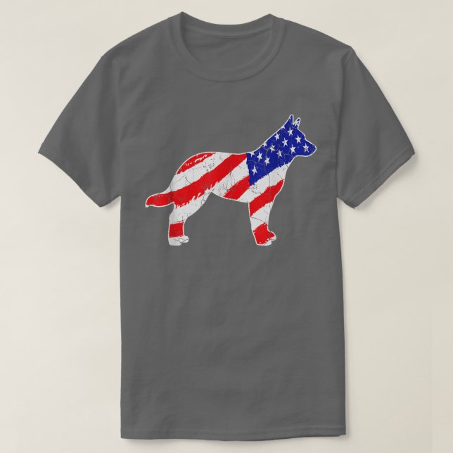 American Flag Australian Cattle Patriotic Dog Vate T-Shirt (Design vorne)