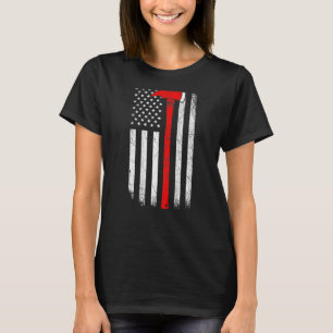American Flag Ax Thin Red Line Firefighter Support T-Shirt