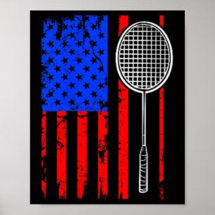 American Flag Badminton Poster