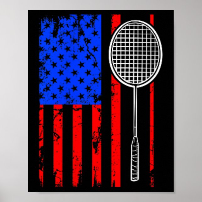 American Flag Badminton Poster (Vorne)