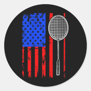American Flag Badminton Runder Aufkleber