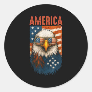 American Flag Bald Adler Patriotic 4. Juli USA Runder Aufkleber