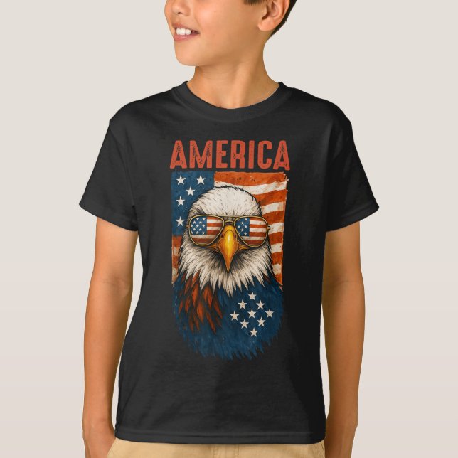 American Flag Bald Adler Patriotic 4. Juli USA T-Shirt (Vorderseite)