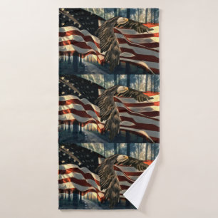 American Flag Bald Eagle Badhandtuch Set