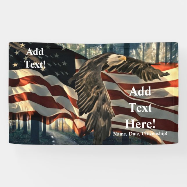 American Flag Bald Eagle Banner (Horizontal)