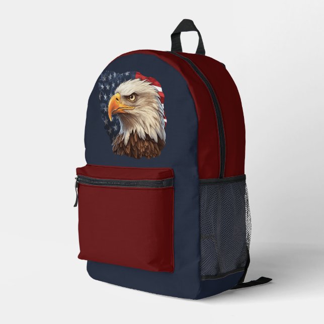 American Flag Bald Eagle Bedruckter Rucksack (Rückseitige Ecke Rechts)