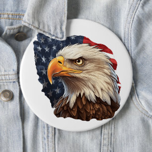 American Flag Bald Eagle Button
