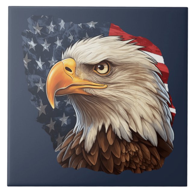 American Flag Bald Eagle Fliese (Vorderseite)