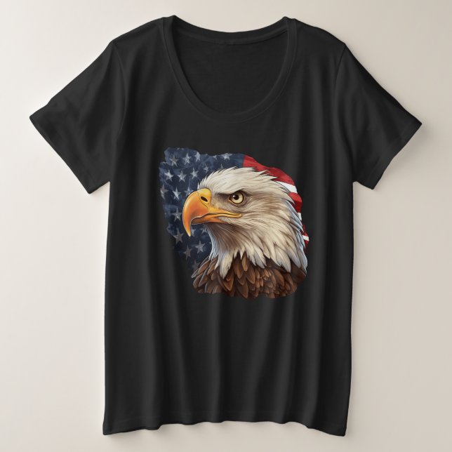 American Flag Bald Eagle Große Größe T-Shirt (Design vorne)