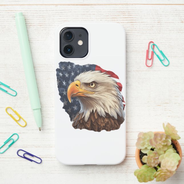 American Flag Bald Eagle iPhone Hülle (Auf dem Schreibtisch)
