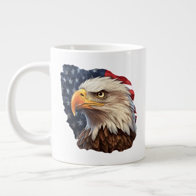 American Flag Bald Eagle Jumbo-Tasse (Links)