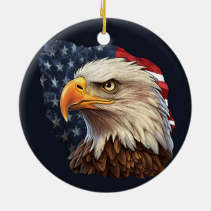 American Flag Bald Eagle Keramik Ornament