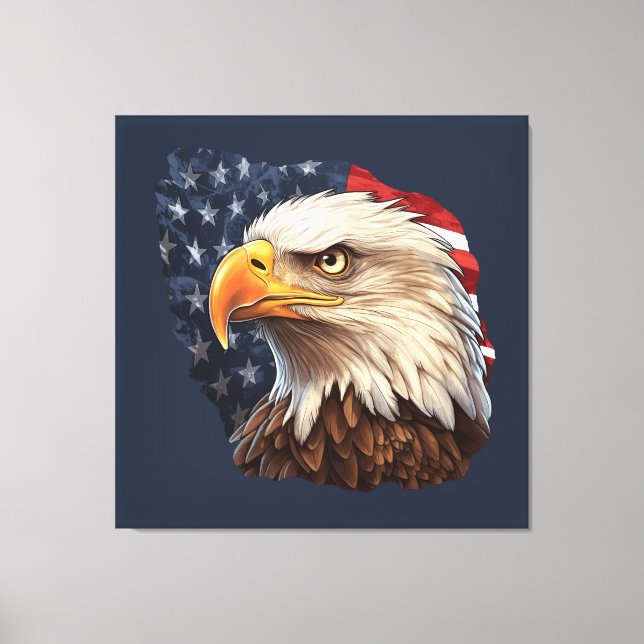 American Flag Bald Eagle Leinwanddruck (Vorderseite)