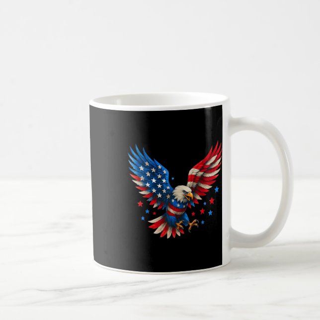 American Flag Bald Eagle Men Patriotic Eagle 4th O Kaffeetasse (Rechts)