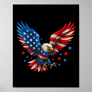 American Flag Bald Eagle Men Patriotic Eagle 4th O Poster