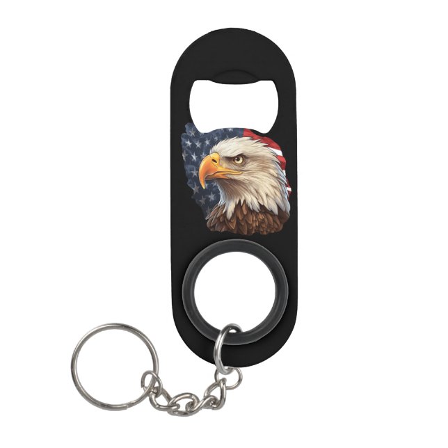 American Flag Bald Eagle Mini Flaschenöffner (Vorderseite)