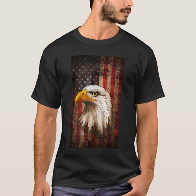 American Flag Bald Eagle Patriotic 4. Juli USA T-Shirt (Vorderseite)