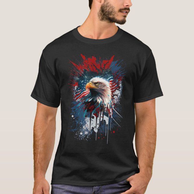 American Flag Bald Eagle Patriotic 4th of July Fou T-Shirt (Vorderseite)