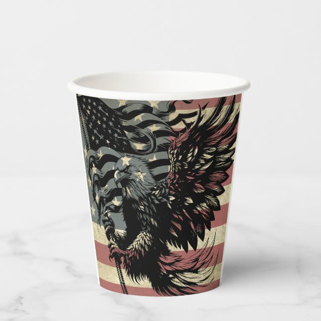 American Flag Bald Eagle Patriotic Pappbecher (Vorderseite)