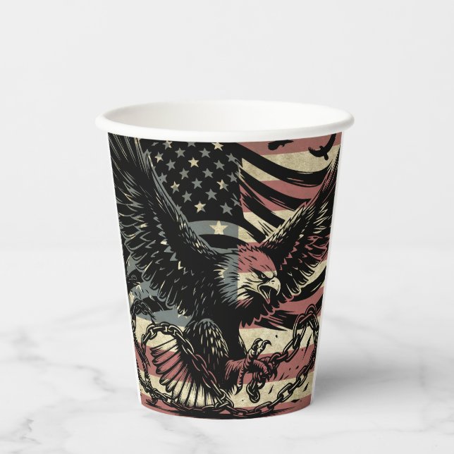 American Flag Bald Eagle Patriotic Pappbecher (Vorderseite)