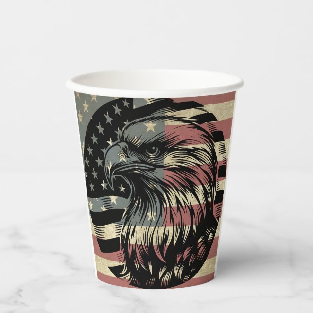 American Flag Bald Eagle Patriotic Pappbecher (Vorderseite)