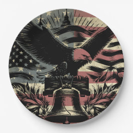 American Flag Bald Eagle Patriotic Pappteller