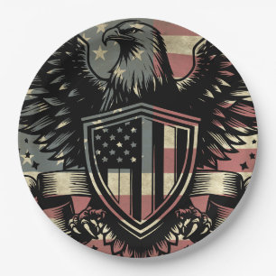 American Flag Bald Eagle Patriotic Pappteller