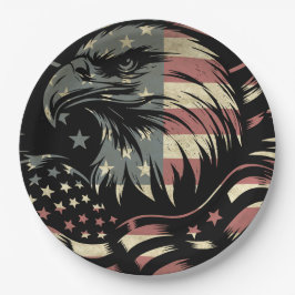 American Flag Bald Eagle Patriotic Pappteller