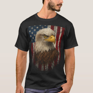 American Flag Bald Eagle Patriotic Red White Blue T-Shirt
