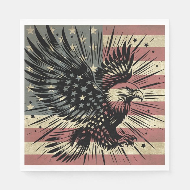 American Flag Bald Eagle Patriotic Serviette (Vorderseite)