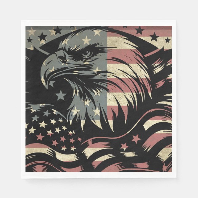 American Flag Bald Eagle Patriotic Serviette (Vorderseite)