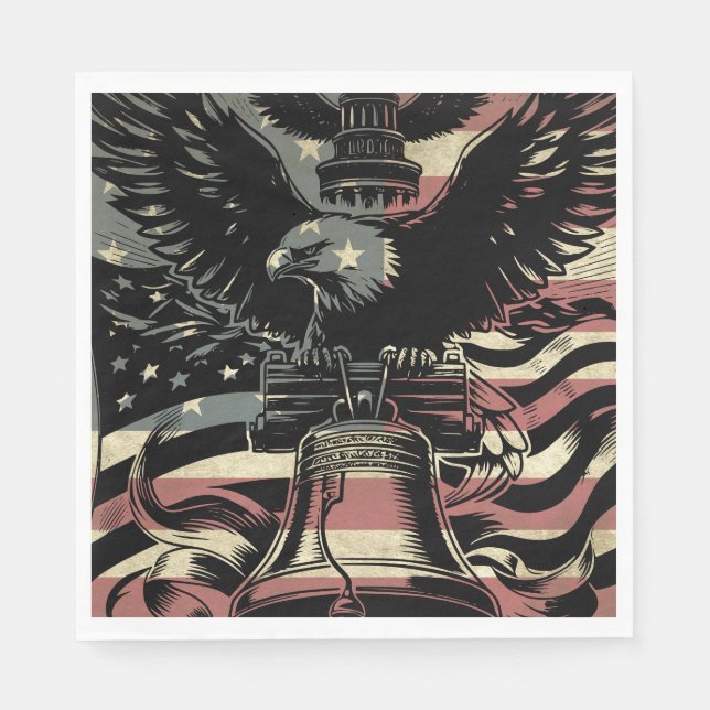 American Flag Bald Eagle Patriotic Serviette (Vorderseite)