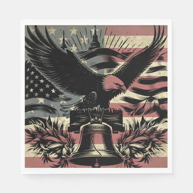 American Flag Bald Eagle Patriotic Serviette (Vorderseite)