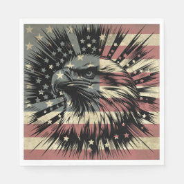 American Flag Bald Eagle Patriotic Serviette