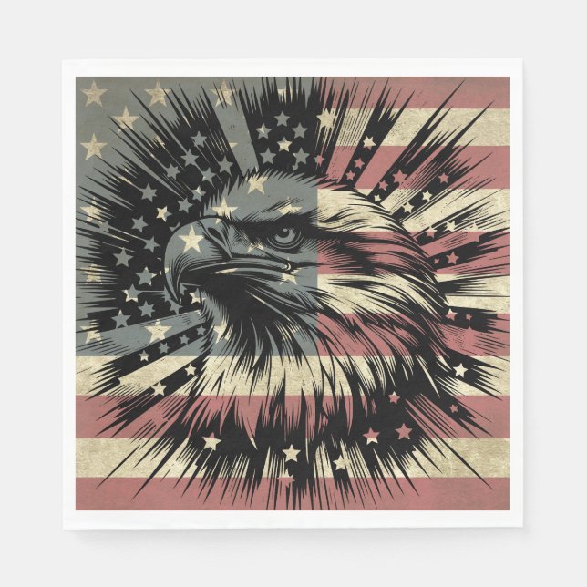 American Flag Bald Eagle Patriotic Serviette (Vorderseite)
