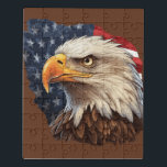 American Flag Bald Eagle Puzzle<br><div class="desc">Zeigen Sie Ihren Patriotismus mit unserem atemberaubenden amerikanischen Flag Patriotic Eagle Design, mit dem majestätischen Glatzadler Set vor dem Hintergrund der ikonischen amerikanischen Flagge. Dieses faszinierende Bild verkörpert den Geist der Freiheit und des Stolzes und ist somit das perfekte Symbol, um es auf einer breiten Produktpalette zu präsentieren. Ob Sie...</div>
