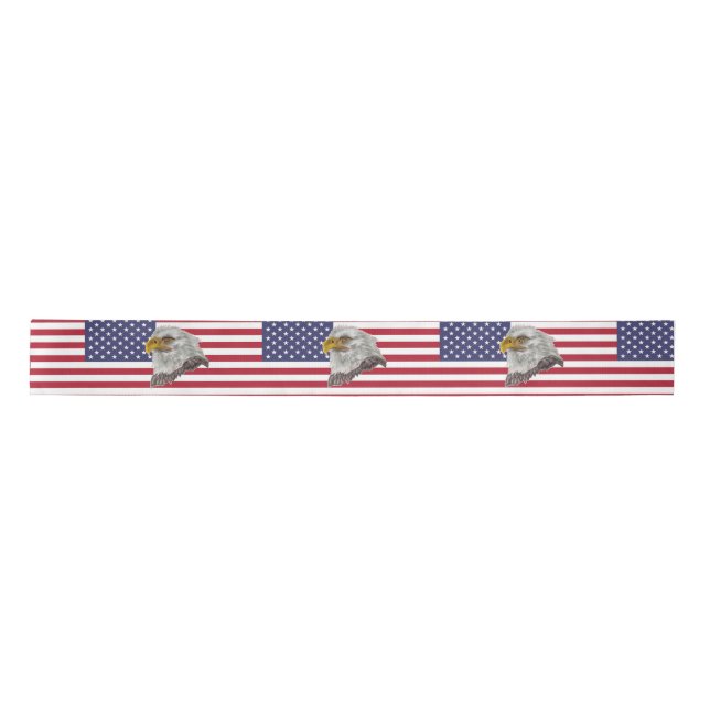 American Flag Bald Eagle Satin Ribbon Satinband (Vorderseite)