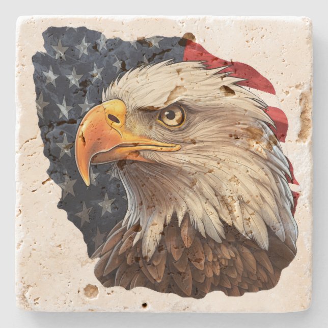 American Flag Bald Eagle Steinuntersetzer (Vorderseite)