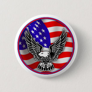 American Flag Bald Eagle United Staaten Button Bad