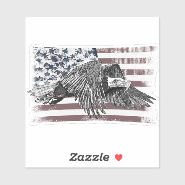 American Flag Bald Eagle USA Aufkleber (Blatt)