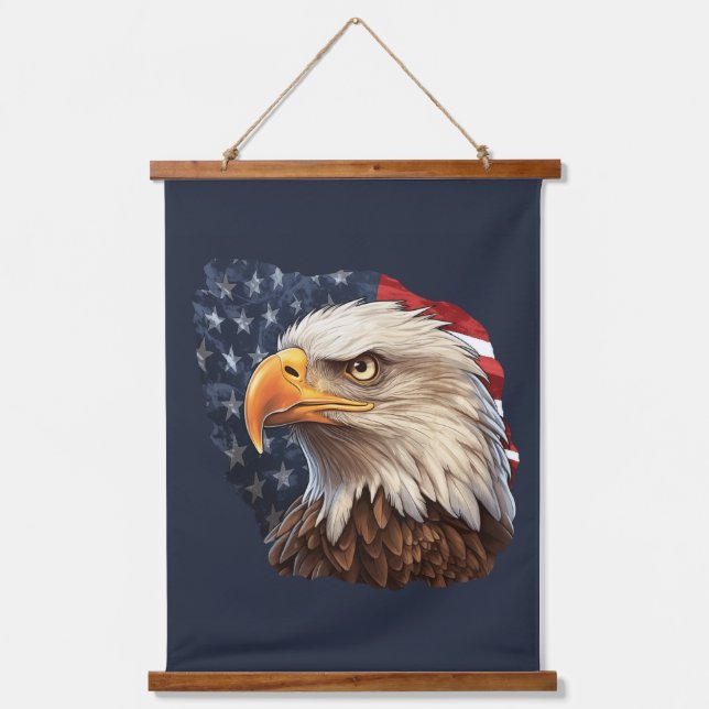 American Flag Bald Eagle Wandteppich Mit Holzrahmen (Vorderseite)